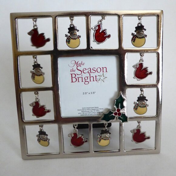 NEW CHRISTMAS HOLIDAY SILVER CHARM FRAME SNOWMAN CARDINAL - Picture 3 of 11